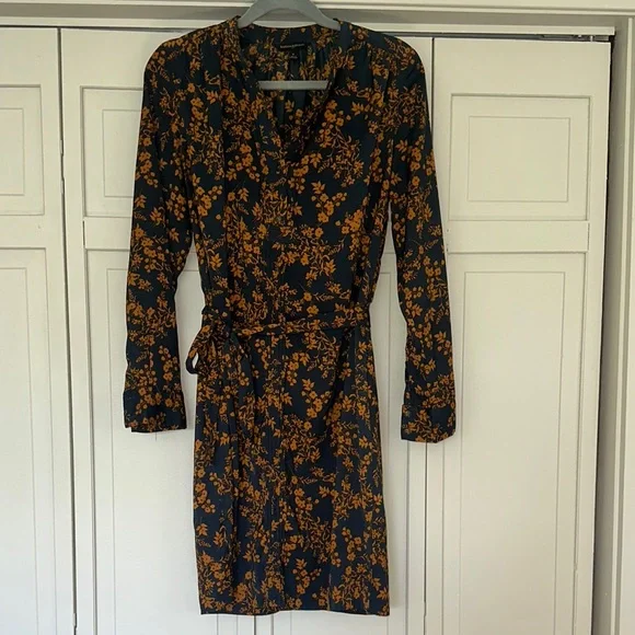 Floral Dress in navy and copper - Picture 1 of 7